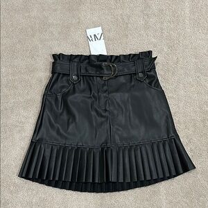 Belted leather skirt